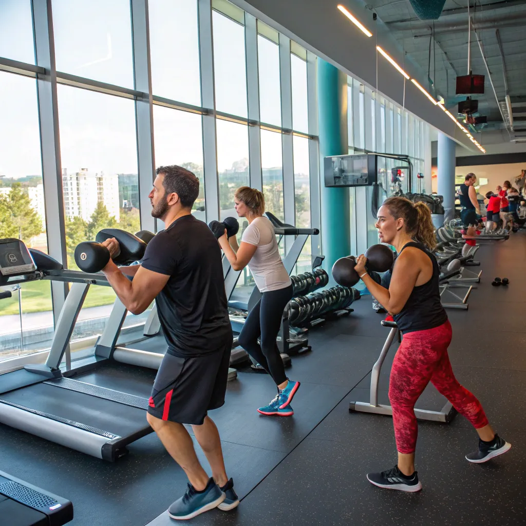 People exercising in a gym